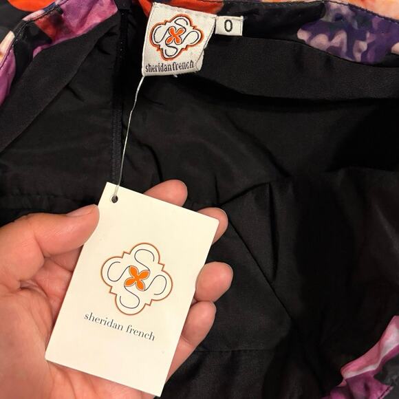 New Sheridan French Black Purple Strapless Floral Ball Gown Maxi Dress Size 0 - Picture 2 of 7